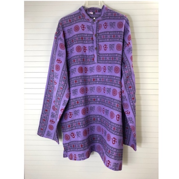 Tops - NWT Indian Bohemian Sanskrit Print Om Tunic Purple